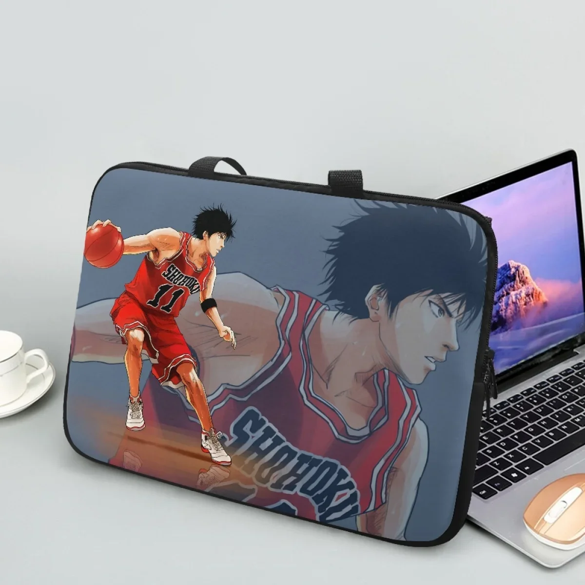 

Slam Dunk Japanese Anime Designer Tablet Bag for Adults Retro Zipper Ladies Portable Notebook Protective Cover Laptop Bag Gifts