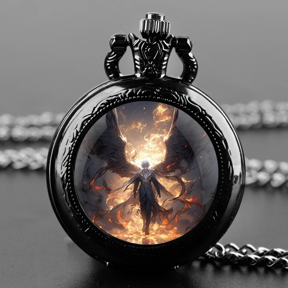Anime Sung Jin Woo Solo Leveling Design Quartz Pocket Watch for Women Men Kids Necklace Pendant Clock Watch Gift Accessories