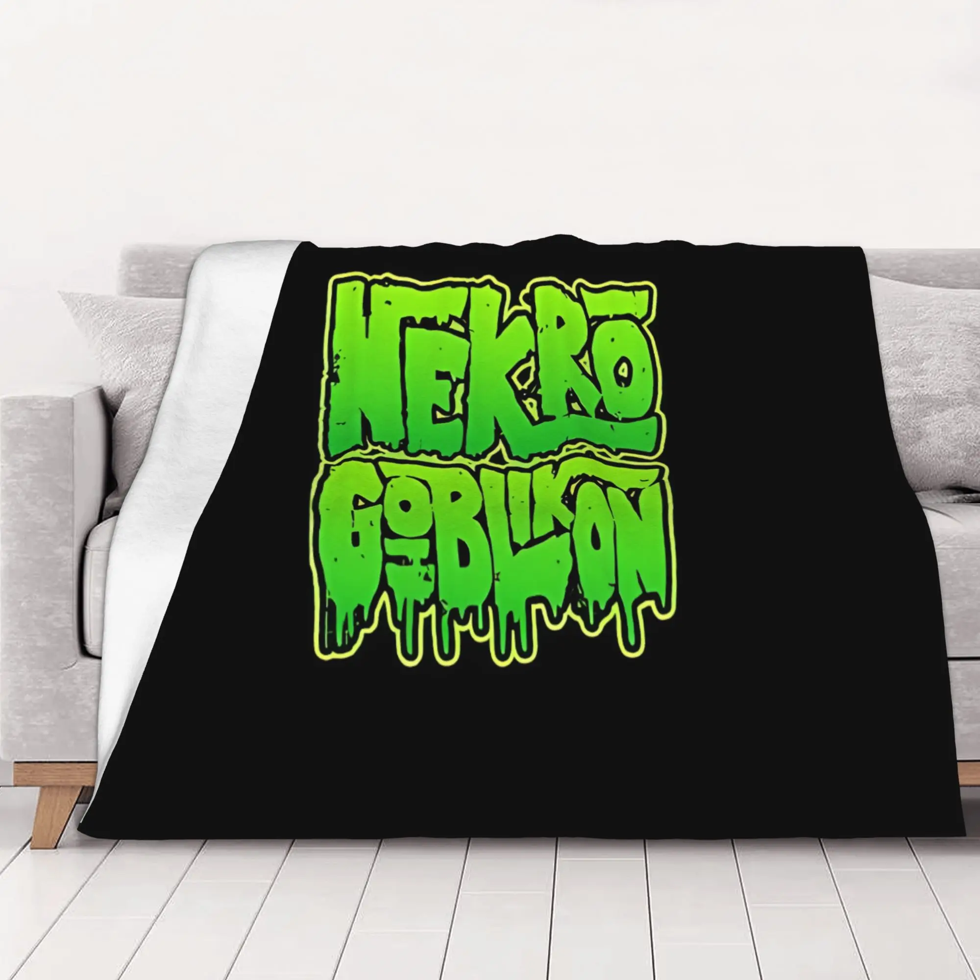 1PC home Cute Room Decor Logo Slime Green Blanket Throw Blanket Nekrogoblikon Novelty Warm Blanket All Season