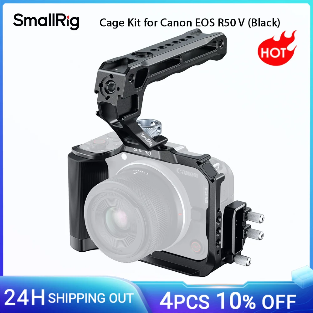 

SmallRig R50 V Cage Kit for Canon EOS R50 V Black with Silicone Handle Cable Clamp Built-in Arca-Swiss Quick Release Plate 5766