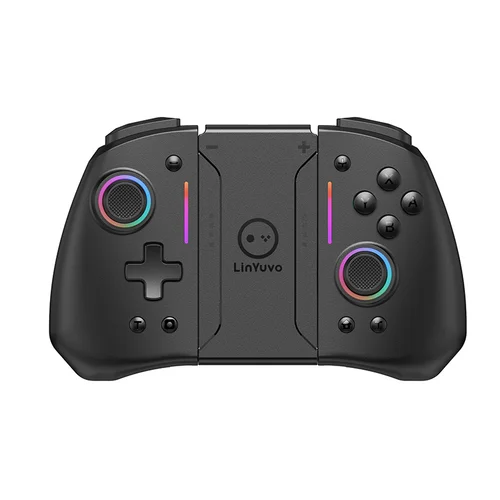 KS42 Controlador de interruptor joy con compatible con Nintendo Switch oled/Lite programable turbo/vibración/Efecto Hall/RGB Joypad-negro