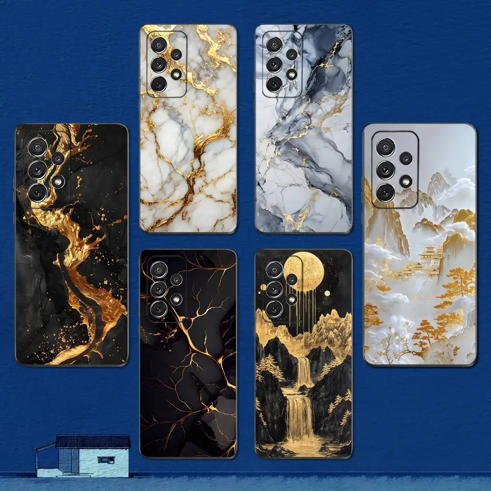 

Cool Marble Texture Phone Case For Samsung S22,S21,S20,S10,S9,S25,S24,S23,Ultra,FE,Plus,Lite,Soft Silicone Black Cover