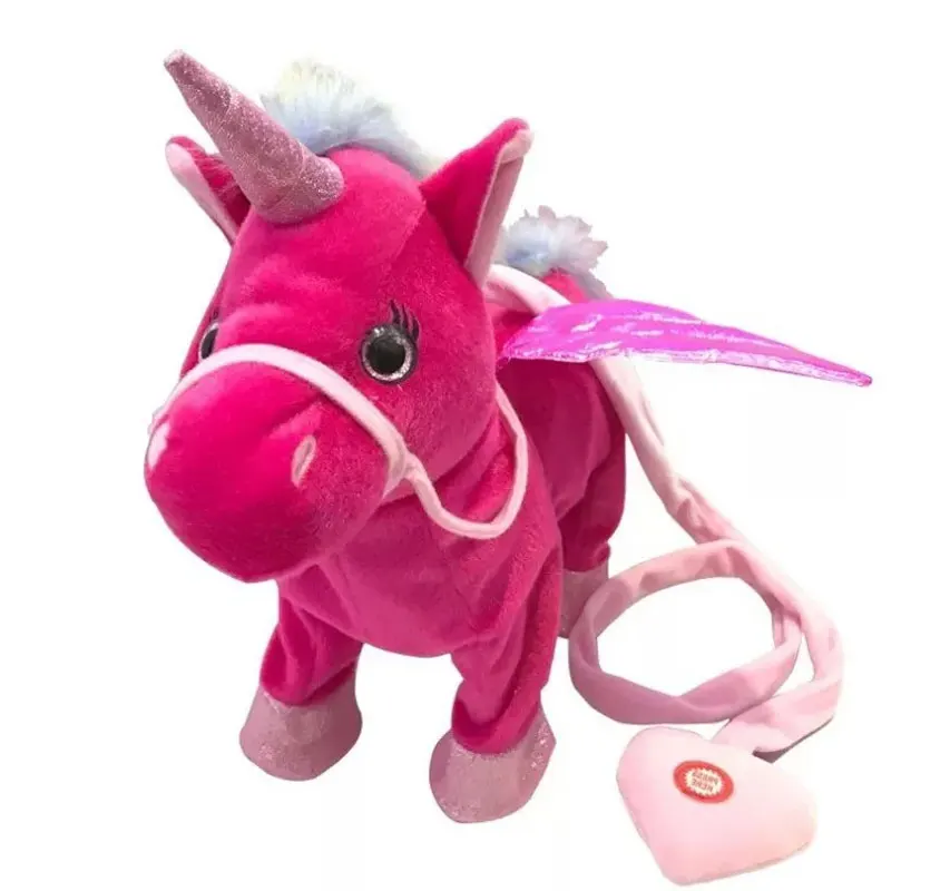 Giocattolo elettronico del cavallo del Robot dell'unicorno della peluche controllato dal guinzaglio animale domestico elettrico Whinny Walk canto canzone musica animale per il regalo del bambino