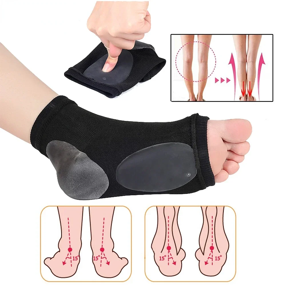 Arch Support Sleeve Cushioned Soft Elastic Reusable Gel Pad Fabric Arch Socks Flat Foot Pain Relief Plantar Fasciitis Heel Spurs