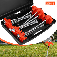 20 Pcs 7inch Pegs Screw In Drill Top & Hex Head Driver and Storage Box Heavy Duty Ground Pegs Awning Pegs for Camping Grassland