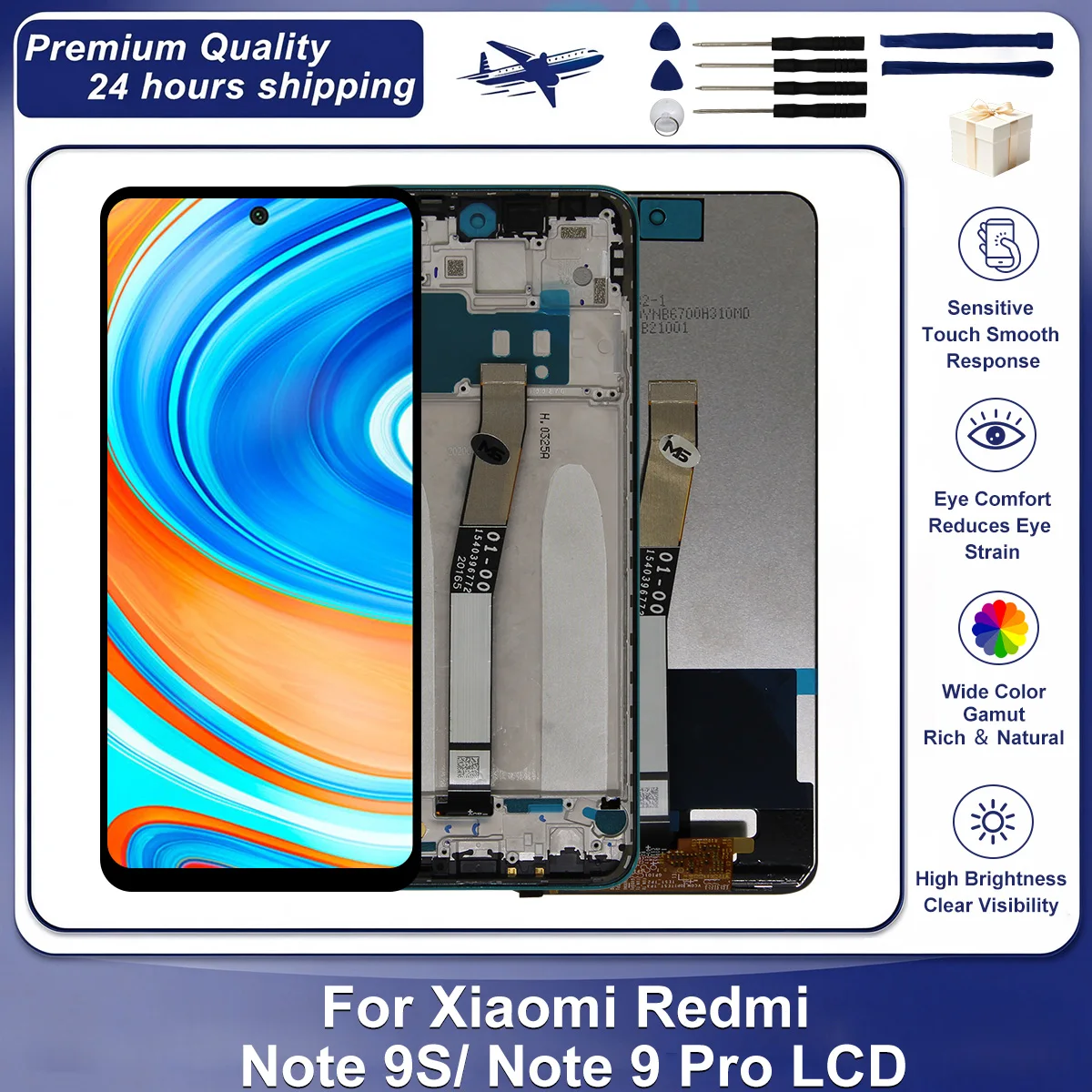 IPS LCD For Xiaomi Redmi Note 9 Pro LCD M2003J6B2G Touch Screen Digitizer For Redmi Note 9S Display M2003J6A1G Replacement Parts