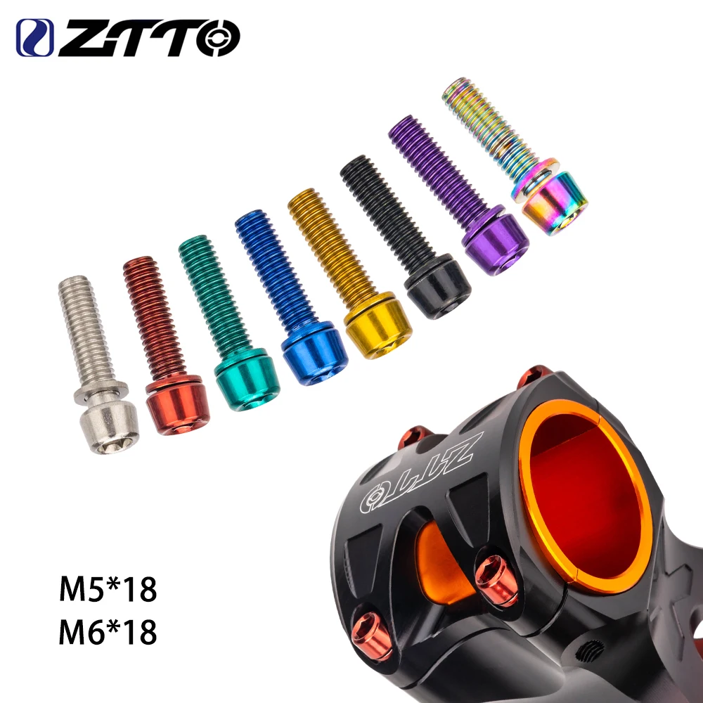 ZTTO 6pcs MTB Road Bike Handlebar Stem Riser Screws Bicycle Stem Bolts Screws M5 M6*18mm Stainless Steel Bolts With Washer