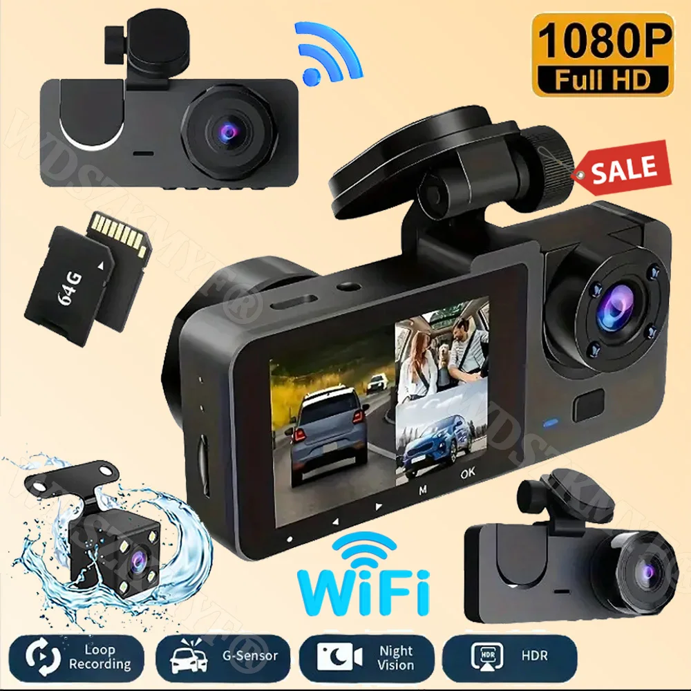

1080P 2/3 Камера Dash Cam WIFI APP W/ ИК Ночного Видения Петля Записи Парковка Монитор Автомобиля DVR видеорегистратор，видеорегистратор авто，авторегистратор видеорегистратор Автомобильная Камера Для Автомобилей