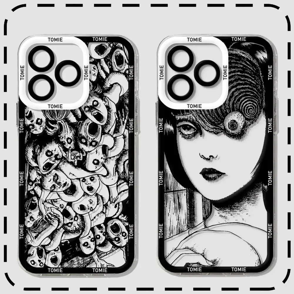 Junji Ito Terror Horror Phone Case For Xiaomi Redmi Note 13 12 12C 11 10 10C 10s 9 9s 9A 9T 9C 8 Pro Max 4G 5G Transparent Cover