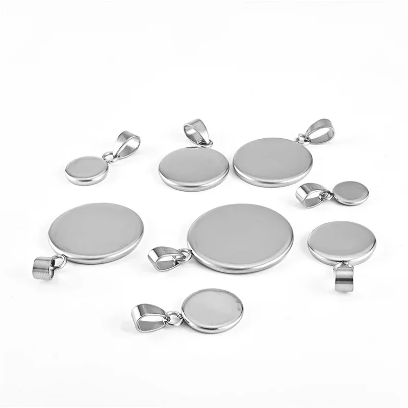 10pcs/lot Fit 8mm-25mm Stainless Steel Resin Blank Cabochon BaseTray Setting Bezels Pendant Charms for Jewelry Making B27