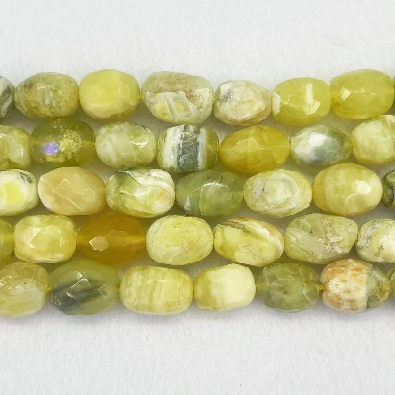 Natural Genuine Yellow Opal Stone Oval Faceted Quartz Nugget Loose Beads For DIY Necklace Bracelet Jewelry Making