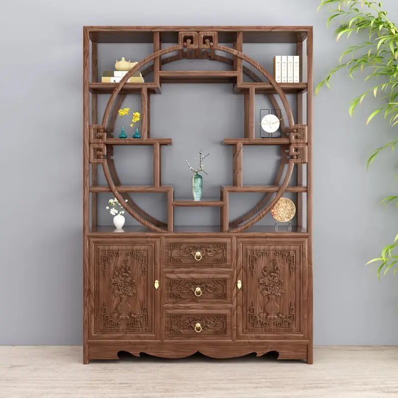 1.3M cabinet solid wood bookcase living room tea room partition rack wine cabinet