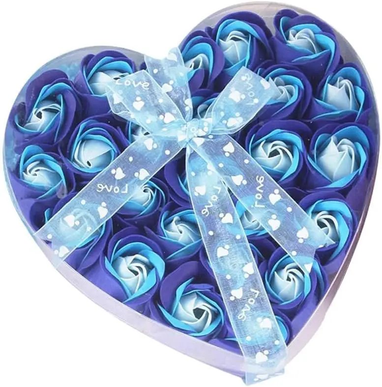

Rose Heads Artificial Flowers Wedding Rose Bath Soap Flower Scented 24Pcs Petal Party Gift Body Hanging Succulent Plants (Blue,