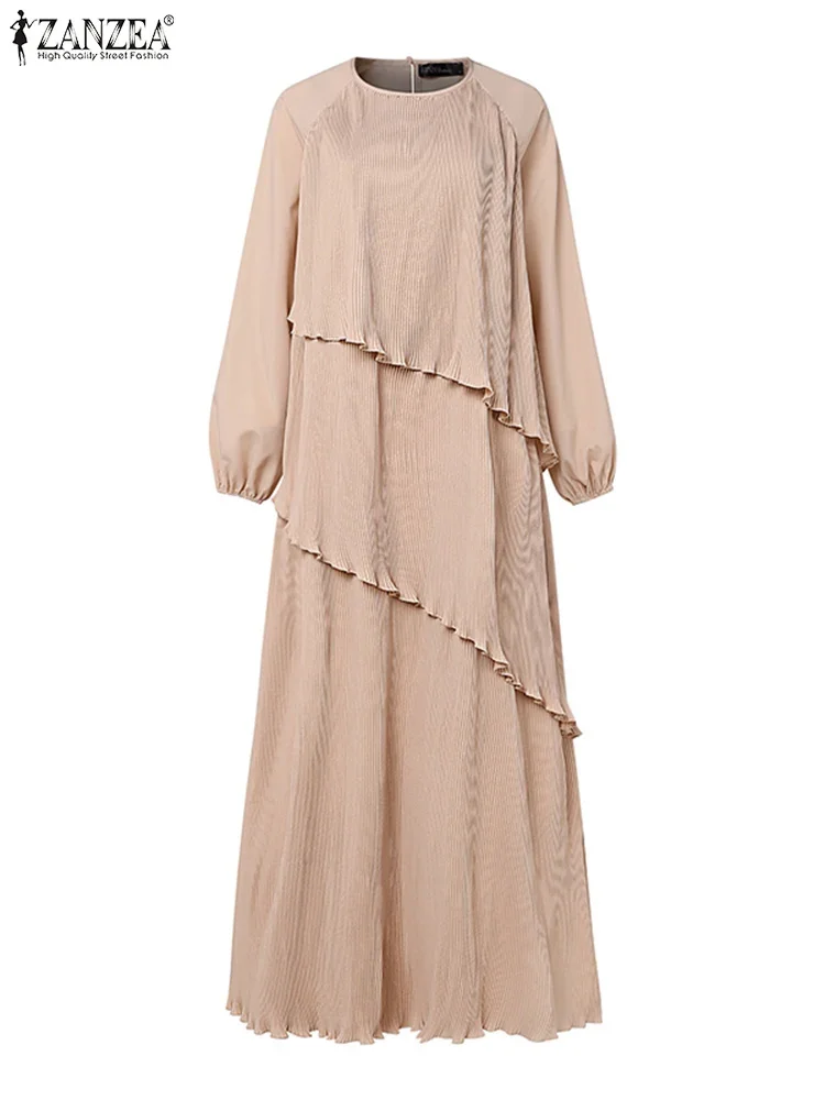

Elegant Muslim Abaya Dresses ZANZEA Fashion Women Long Sleeve Maxi Sundress Eid Mubark Robe IsIamic Clothing Hijab Vestidos 2025