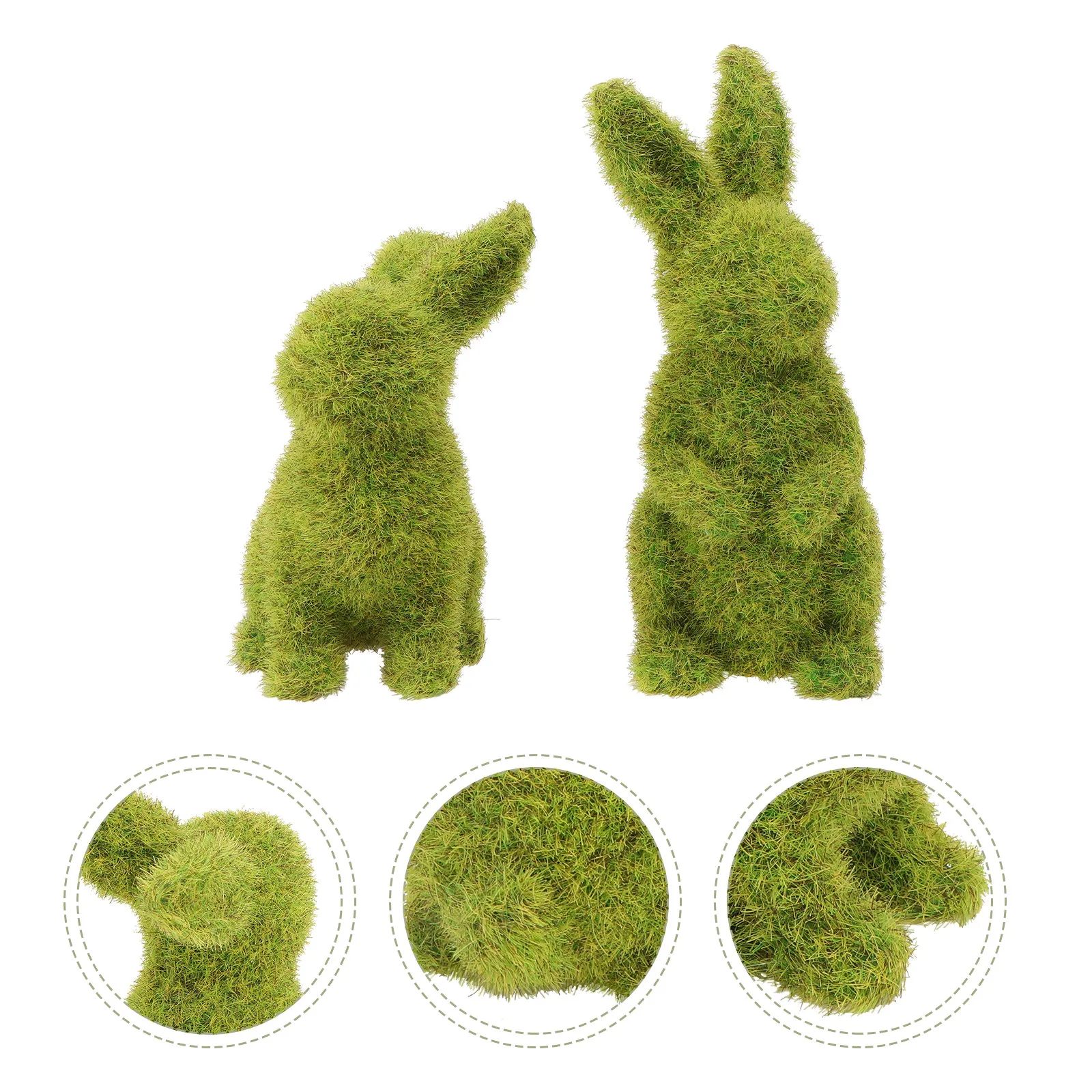 

2Pcs Flocking Rabbit Adornment Realistic Animal Decor for Photo Prop Scene Layout Easter Home Garden Decoration Use