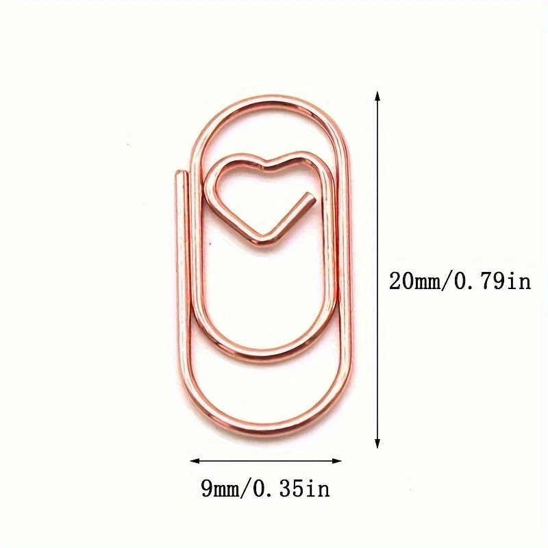 100 Buah Klip Kertas Mini Berbentuk Hati, Klip Kertas Ujian, Klip Kertas Bertekstur Emas, Perlengkapan Alat Tulis Kantor
