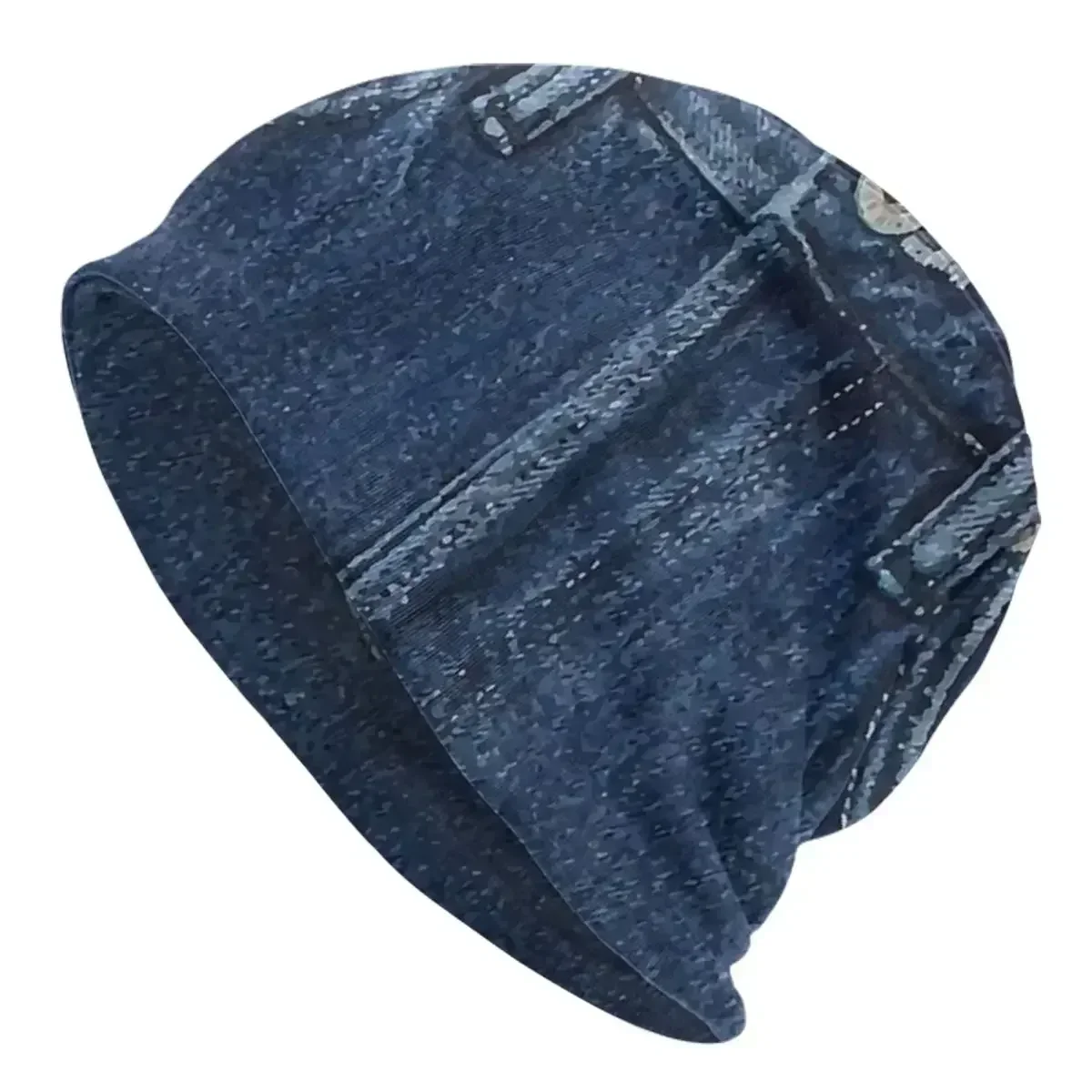 Blue  Classic Jeans Texture Warm Knitted Cap Hip Hop Bonnet Hat Autumn Winter Outdoor Beanies Hats For Men Women Adult