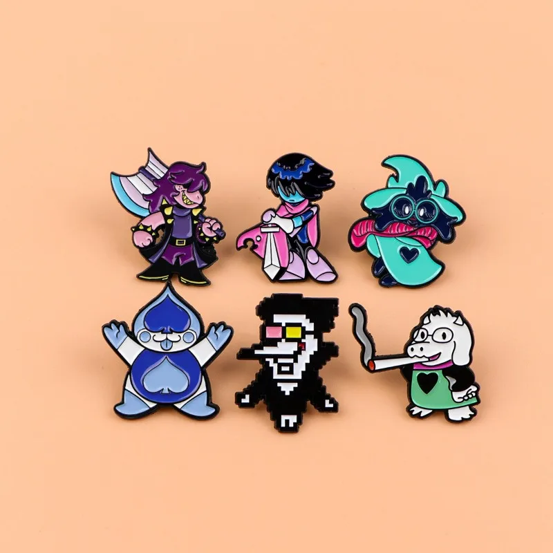 

Hot Pixel Game Deltarune Series Brooch Cartoon Metal Badge Cute Character Creativity Clothing Backpack Brooch Birthday Gift