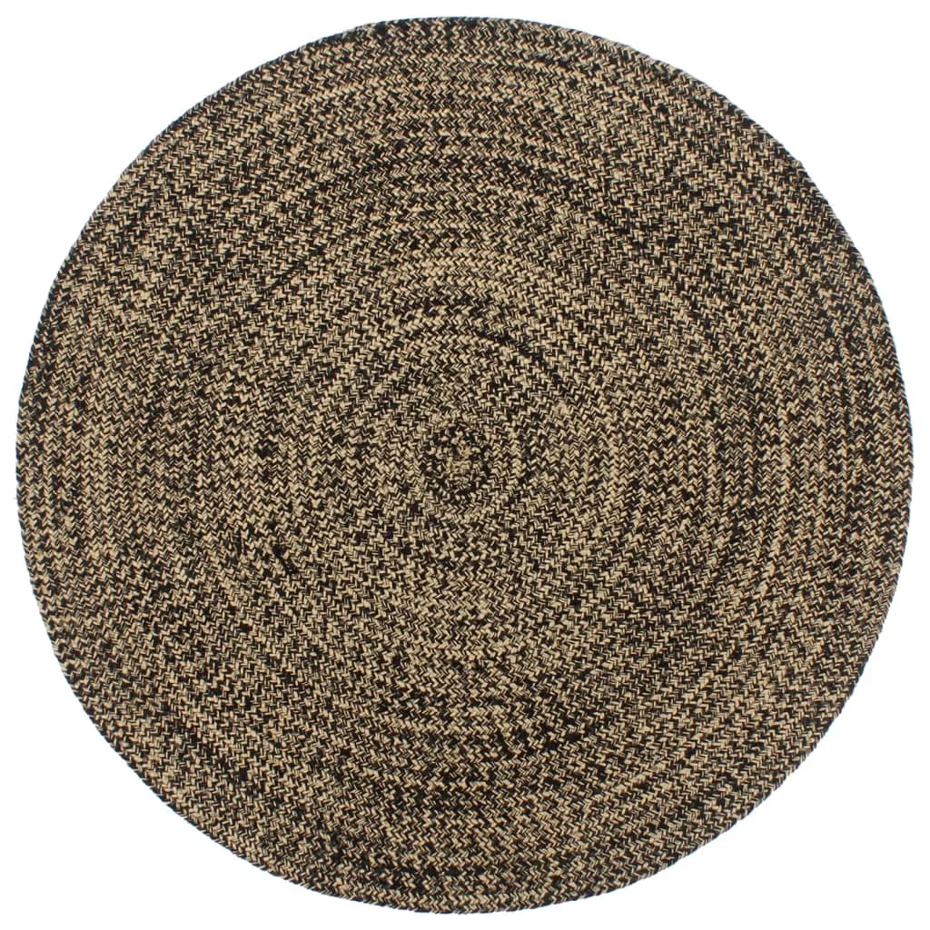 Tapis en jute noir et marron tissé à la main 180 cm, décoration intérieure, salon, chambre, extérieur, intérieur, jardin