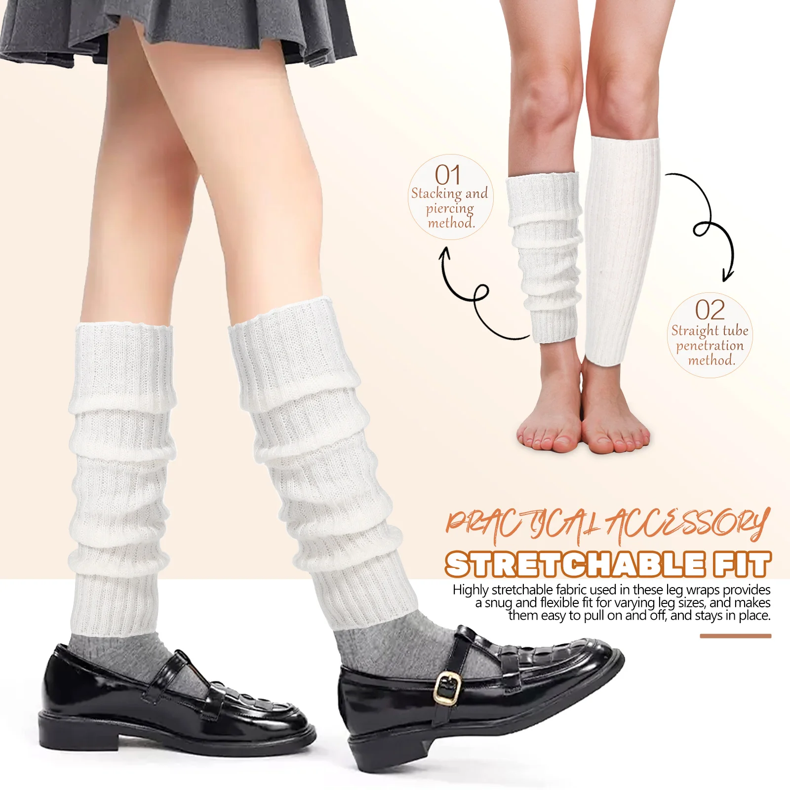 

Knitted Leg Warmers Socks for Women Winter Cozy Stretchable Warm Feet Covers Cute Boot Wraps Leggings Stockings