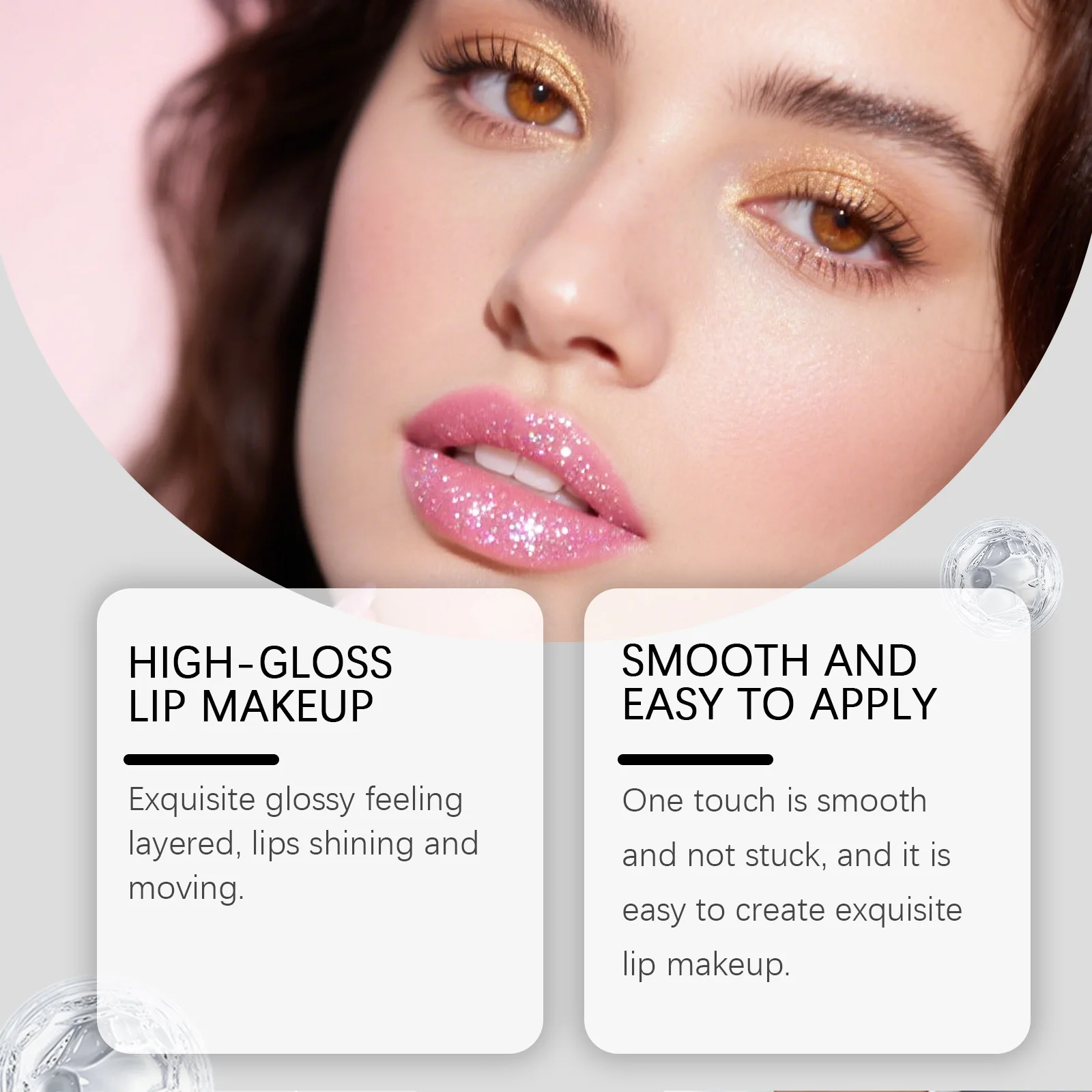 Pink Diamond Lip Gloss Shimmer High Shine Moisturizing Non Sticky Glitter Lipstick Metallic Nude Makeup Long Lasting