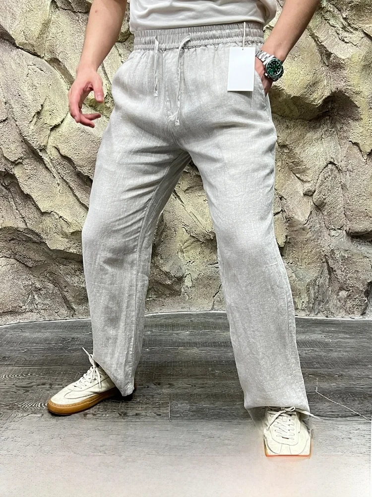

l Waed Linen Men's Comfortable Straight Leg Casual Pants Breathable Spring Summer New Arrival Loose Fit Straight Cut