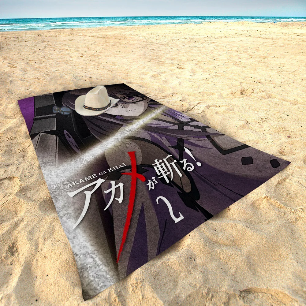 Akame Ga KILL Microfiber Printed Beach Towel Mountain Climbing Yoga Beach Swimming Running Absorbent Soft Towel