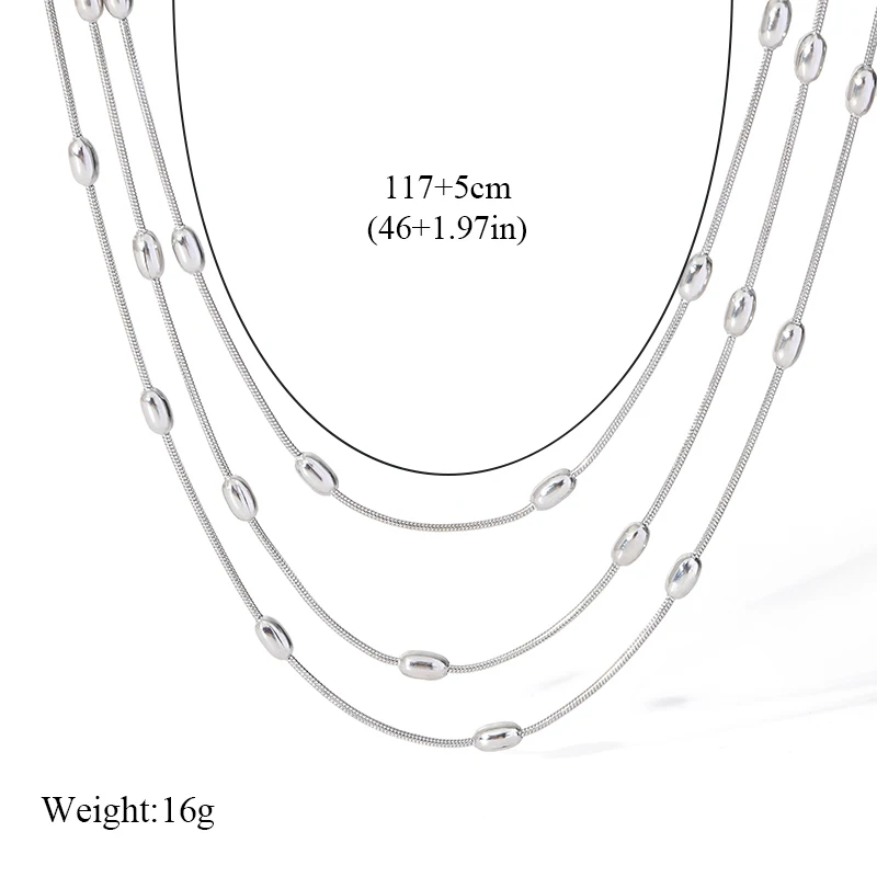 EILIECK 316L Stainless Steel Multilayer Wear Necklace Bracelet Set For Women Trendy Waterproof Silver Color Jewelry Holiday Gift