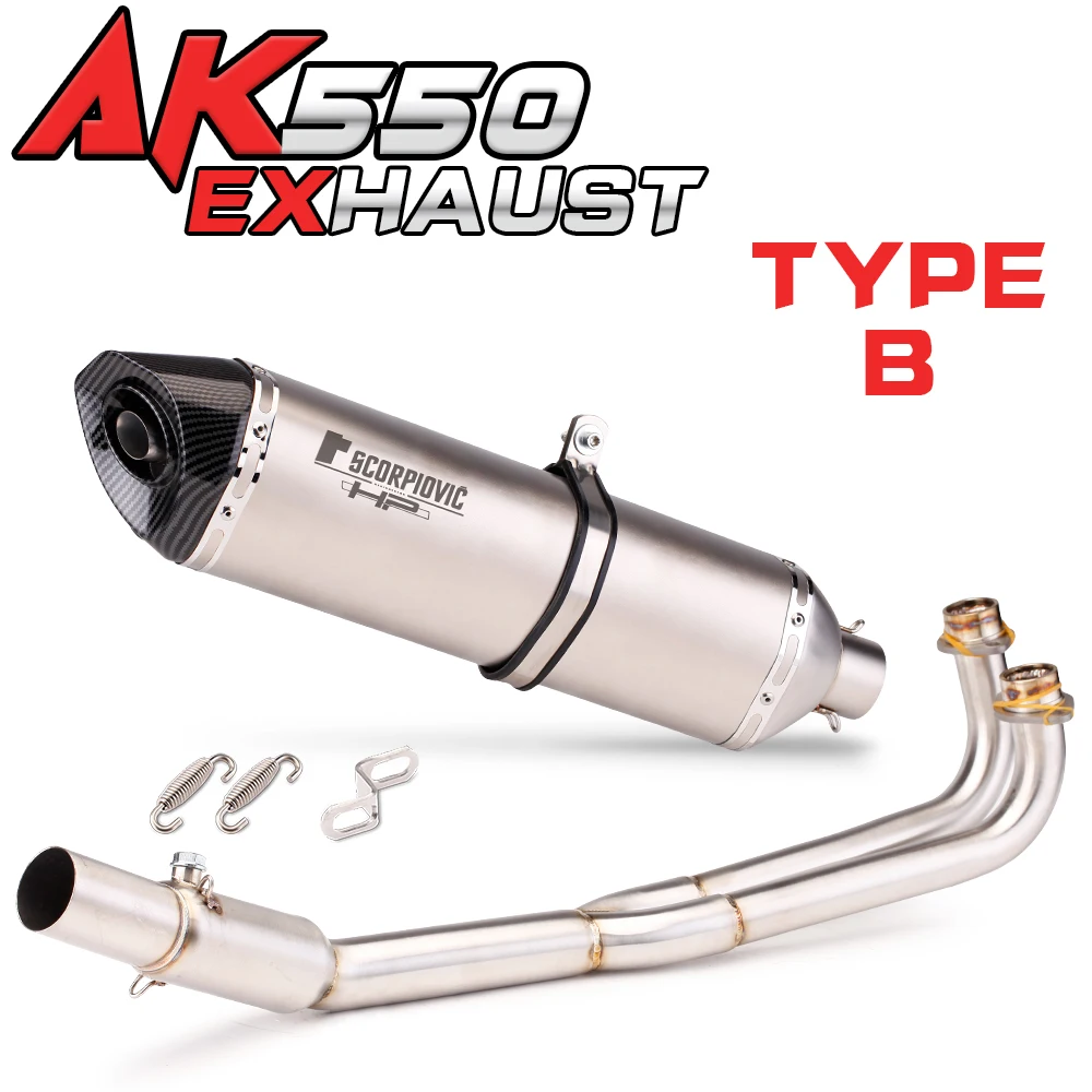 

Для AK550 AK 550 полные системы мотоциклетной выхлопной системы модифицированный мотокросс без шнуровки на передней трубе Escape Moto Connect глушитель
