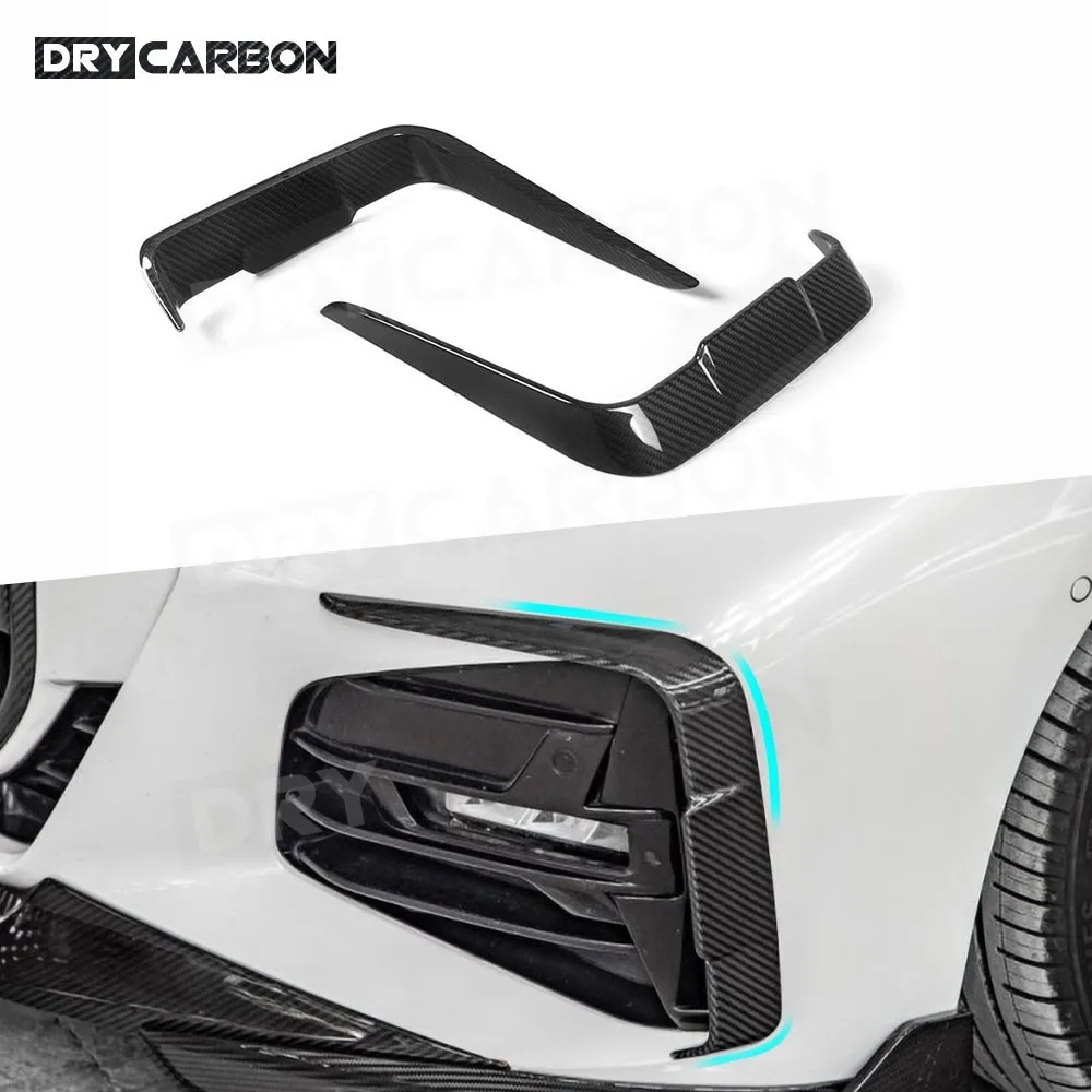 

Dry Carbon Fiber Front Bumper Air Vent Trims Bumper Fins Splitters for BMW 4 Series G22 G23 2021+ FRP Car Accessories S Style