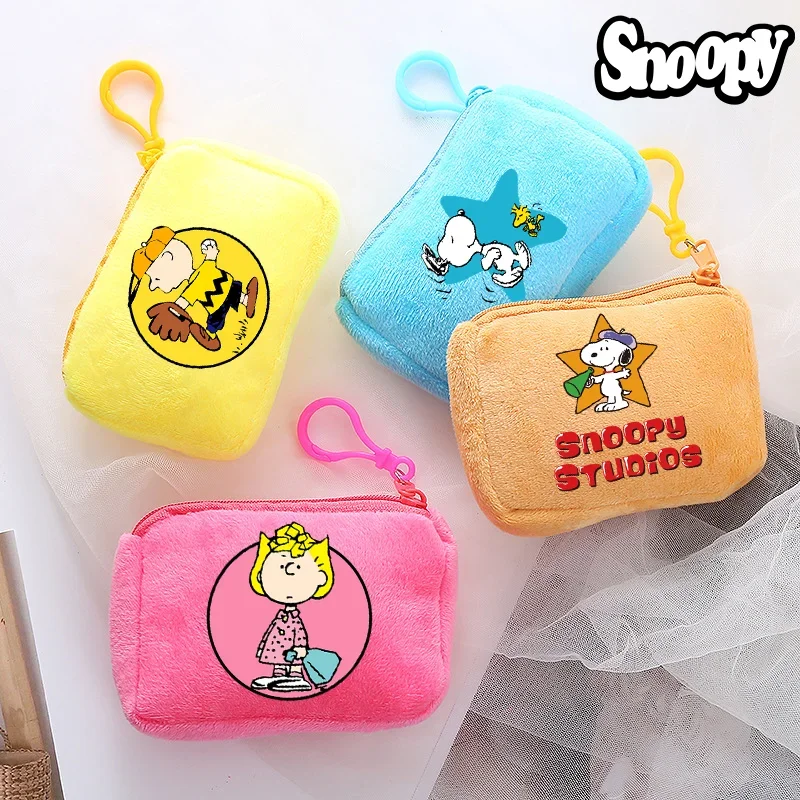 Snoopy Mini Plush Coin Purse Peanuts Cartoon Anime Print Student Storage Bag Cute pendant Handbag Fashion Kids Birthday Gifts