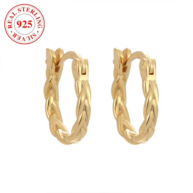 

925 Sterling Silver Double Wire Twisted Twist Women's Earrings Hypoallergenic Women's Fashion Silver Jewelry Gifts for Girls