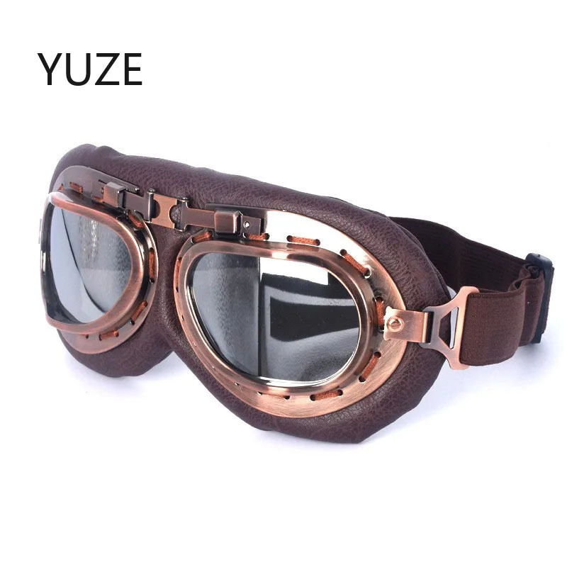 Retro Motorcycle Goggles Glasses Vintage Moto Classic Goggles for Harley Pilot Steampunk ATV Bike Copper Helmet