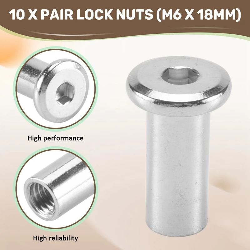 

AB46-20 шт. винтовых соединителей для отверстий диаметром 5/16 дюйма (8 мм), с наружной резьбой M6x20 мм и внутренней резьбой M6x18 мм, для ремней, пряжек, крепежных болтов, кожаных изделий