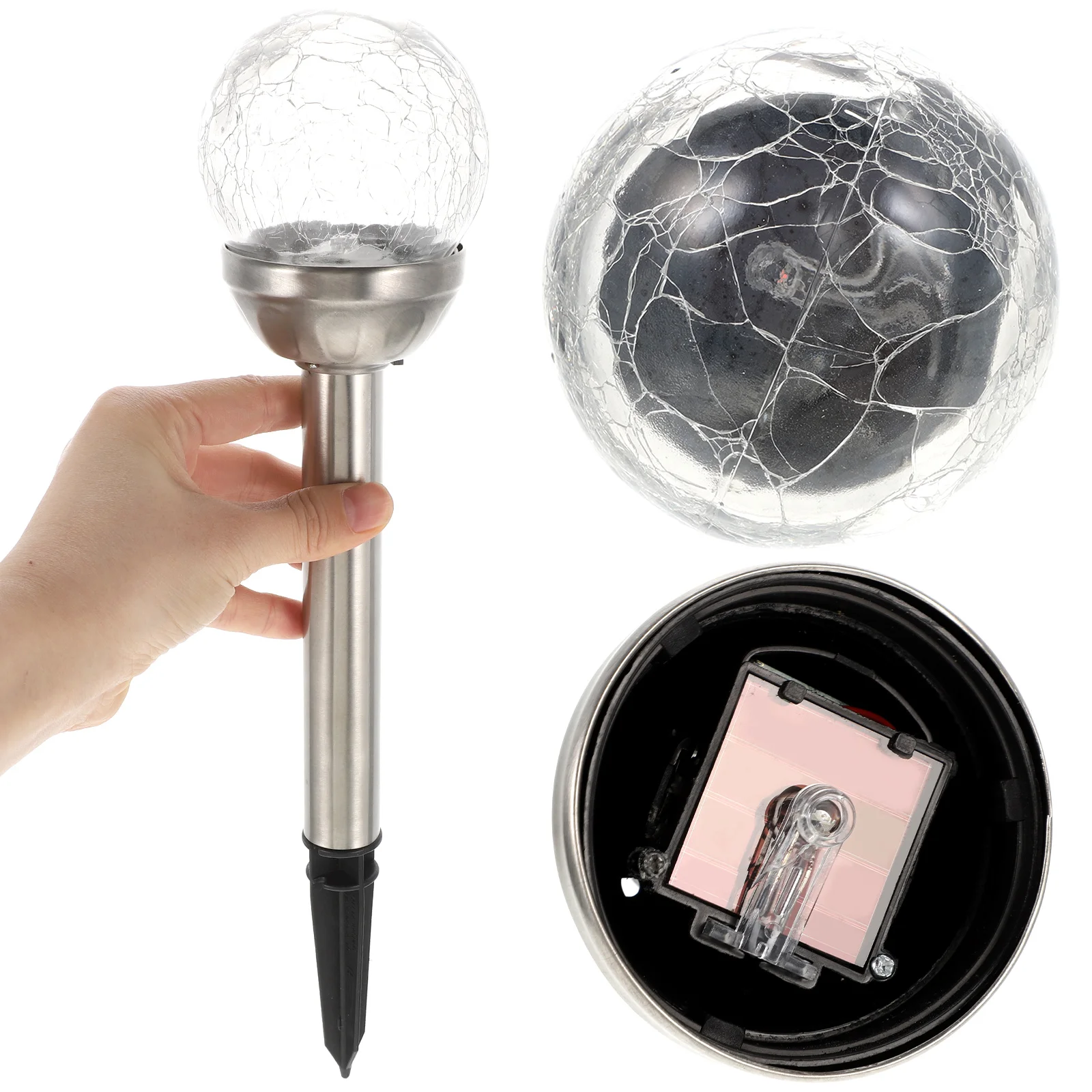 

Solar Led Glass Ball Outdoor Waterproof 65 Changing Ground Fence Yard Pathway 300Mah Rechargeable Long Lasting Solar