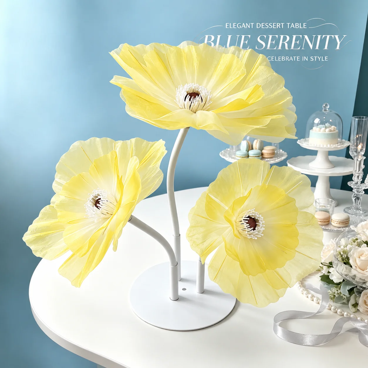 1 Set Yarn Flower Poppy Rayon Flower Wedding Banquet Table Centerpiece Home Decor Party supply Bridal Shower Decoration