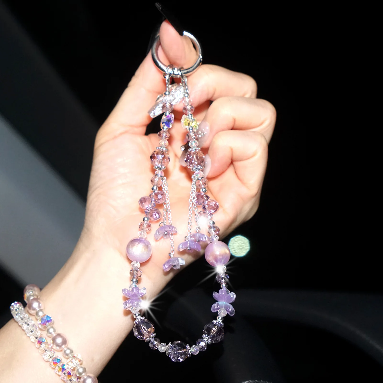 พู่ซากุระโซ่โทรศัพท์สวยงาม, จี้กระเป๋า, จี้เคสโทรศัพท์สั้น, โซ่ลูกปัดคริสตัล