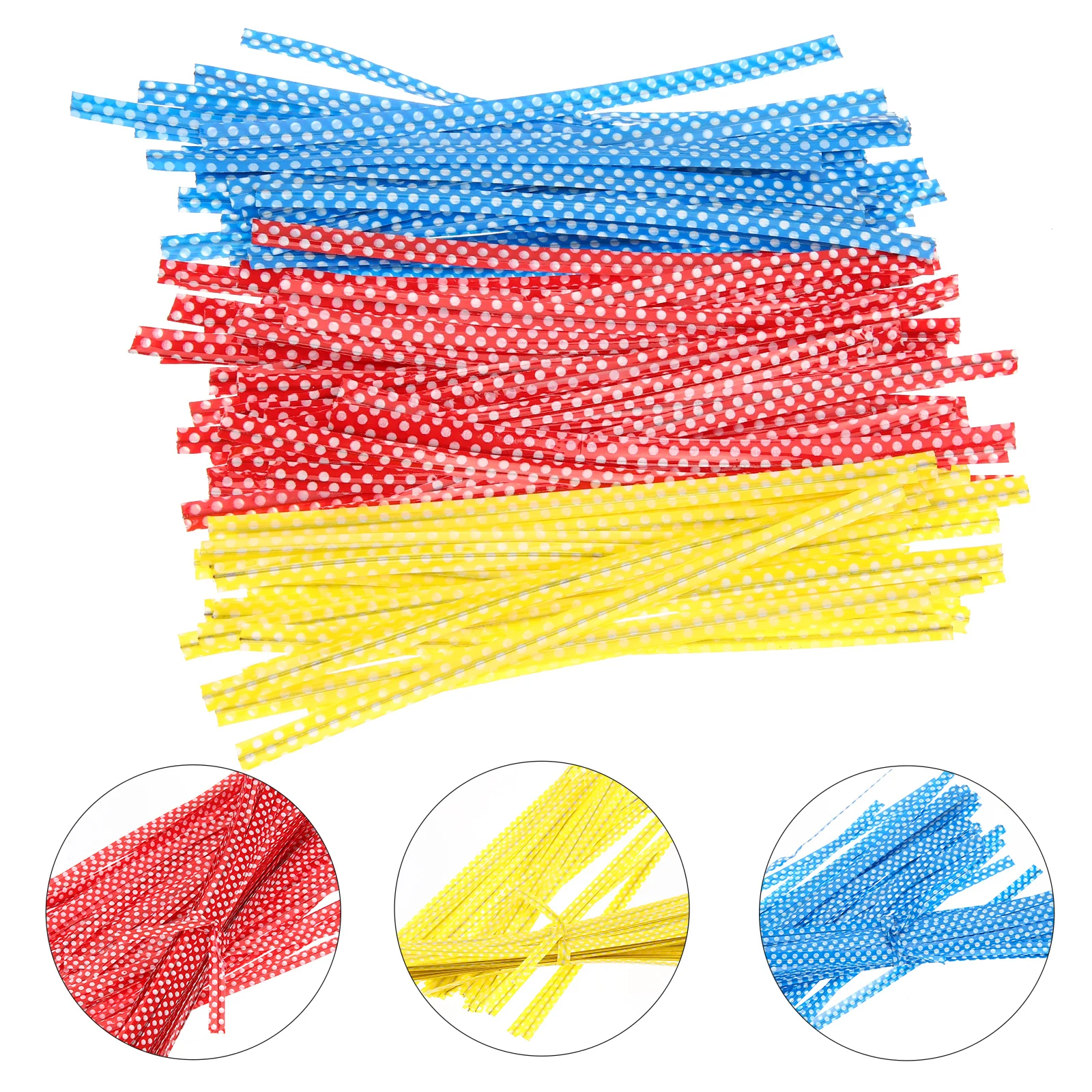 300pcs Candy Baking Binding Rope Food Strap Gift Box Straw Cookie Sealing Rope Pastry Bag Sealing Wire Lollipop Tie Wire