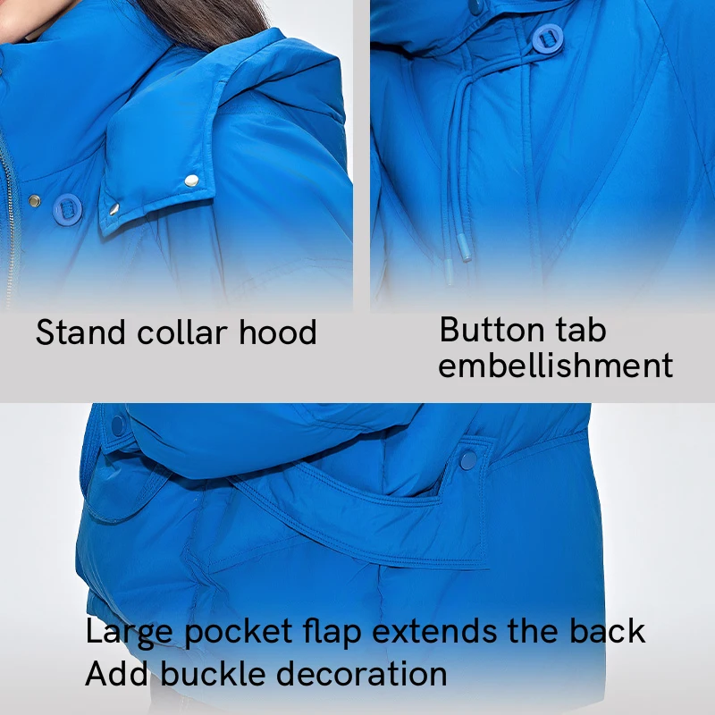 Chericom ショート厚いダウンジャケット女性の冬暖かい防寒フード付きパファーコートファッションオフィスレディパッド入りジャケット Y289091Y