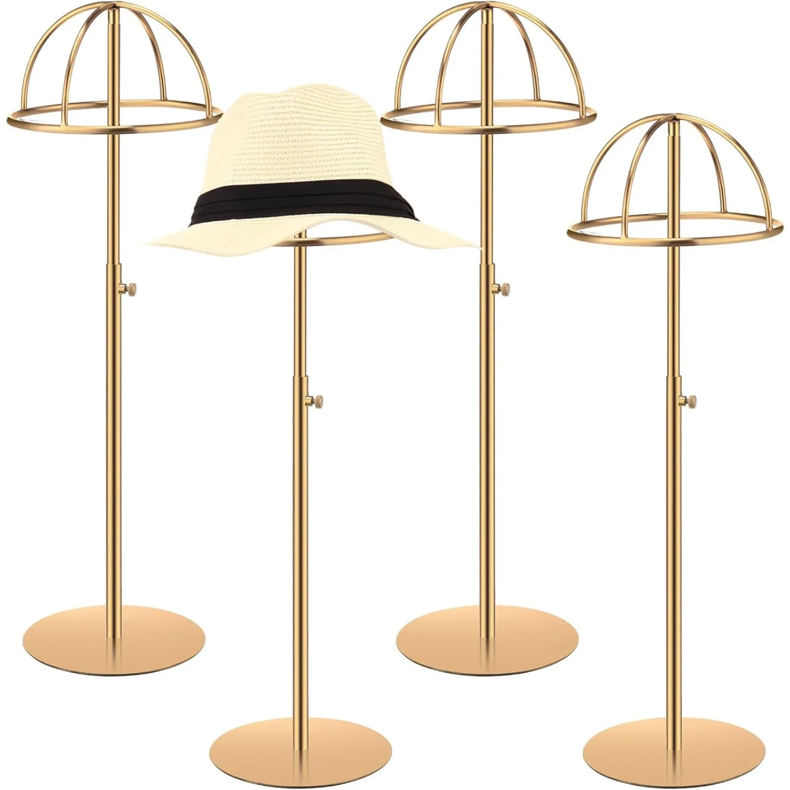 

US 4 Pcs Hat Display Stands 15-22.8 Inch Large Adjustable Hat Holder Non Slip Wigs Stand Stainless Steel Hat Rack with