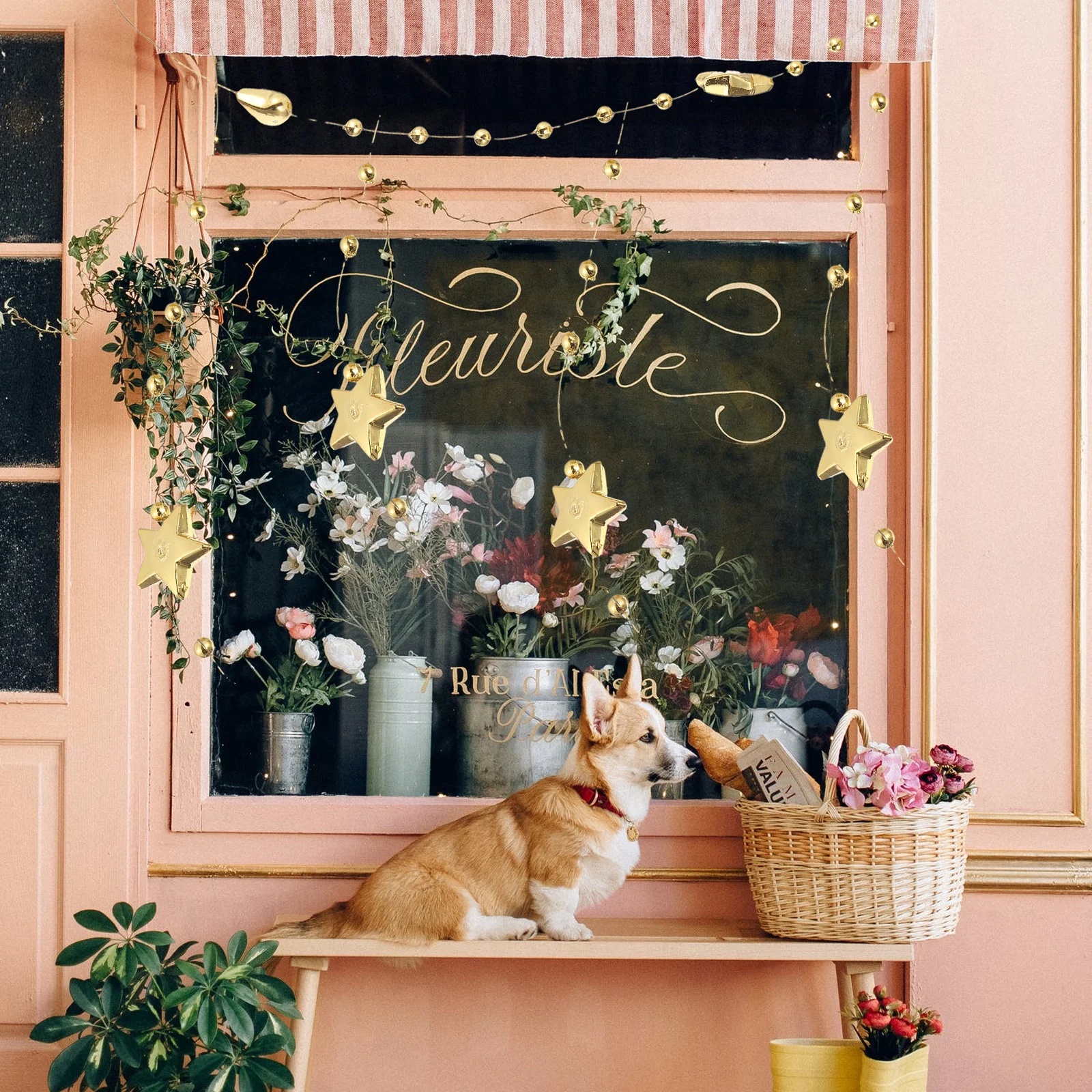 

1 Roll Sparkling Bead Chain Decoration Star Shape Ribbon for Romantic Wedding Party Christmas Gift Wrap DIY Home Festive Accents