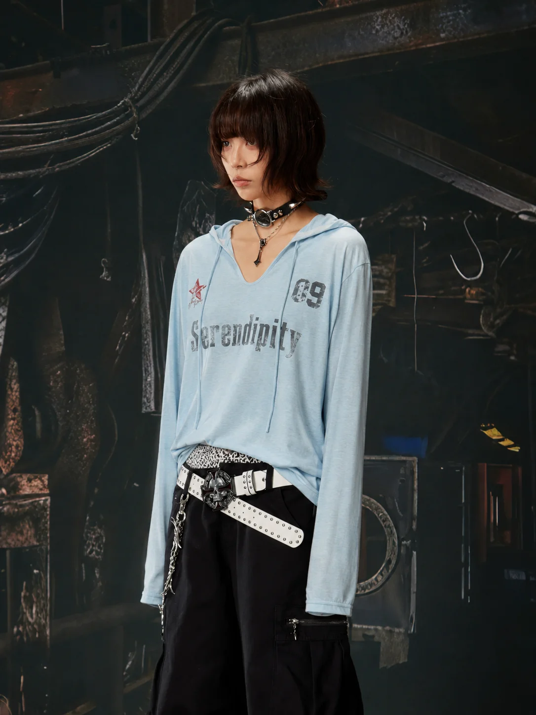 2026 Autumn Streetwear Women Subculture Printed Long Sleeve T‑Shirt American Vintage Thin Sweatshirt Hooded Outwear Korean Tops