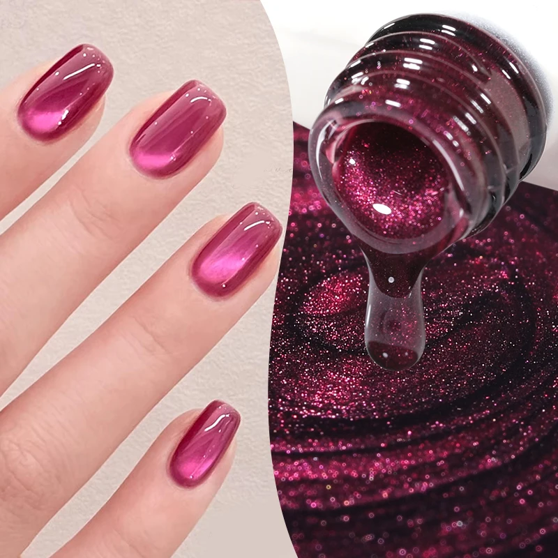 BORN PRETTY Raspberry Glass Bead Cat Magnetic Eye Gel Polish 10ml Pomegranate Red Mocha Rose Soak Off UV Ultra Shine Nail Art