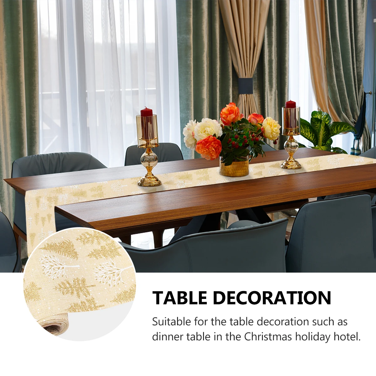 

Printed Tablecloth Snowflake Pattern Christmas Party Decoration Xmas Festive Atmosphere High Quality Material for Hotel