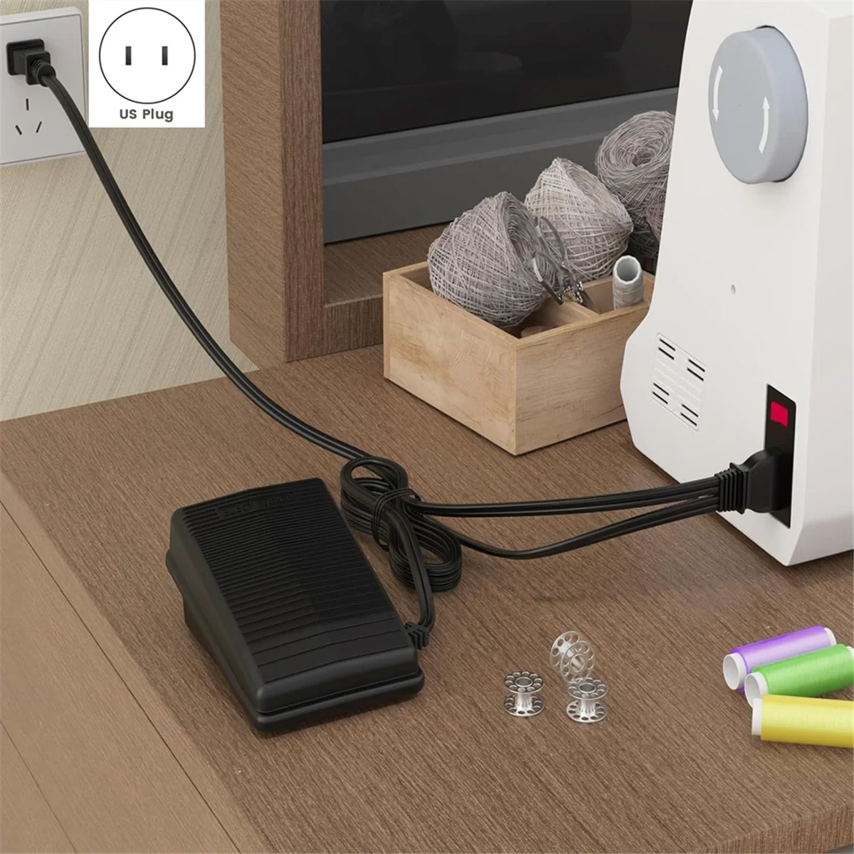 A20M Sewing Machine Pedal and Power Cord for Singer 359102-001 2263 4423 E99670 8280 44s 4452 2277 4411 3116 3337 US Plug