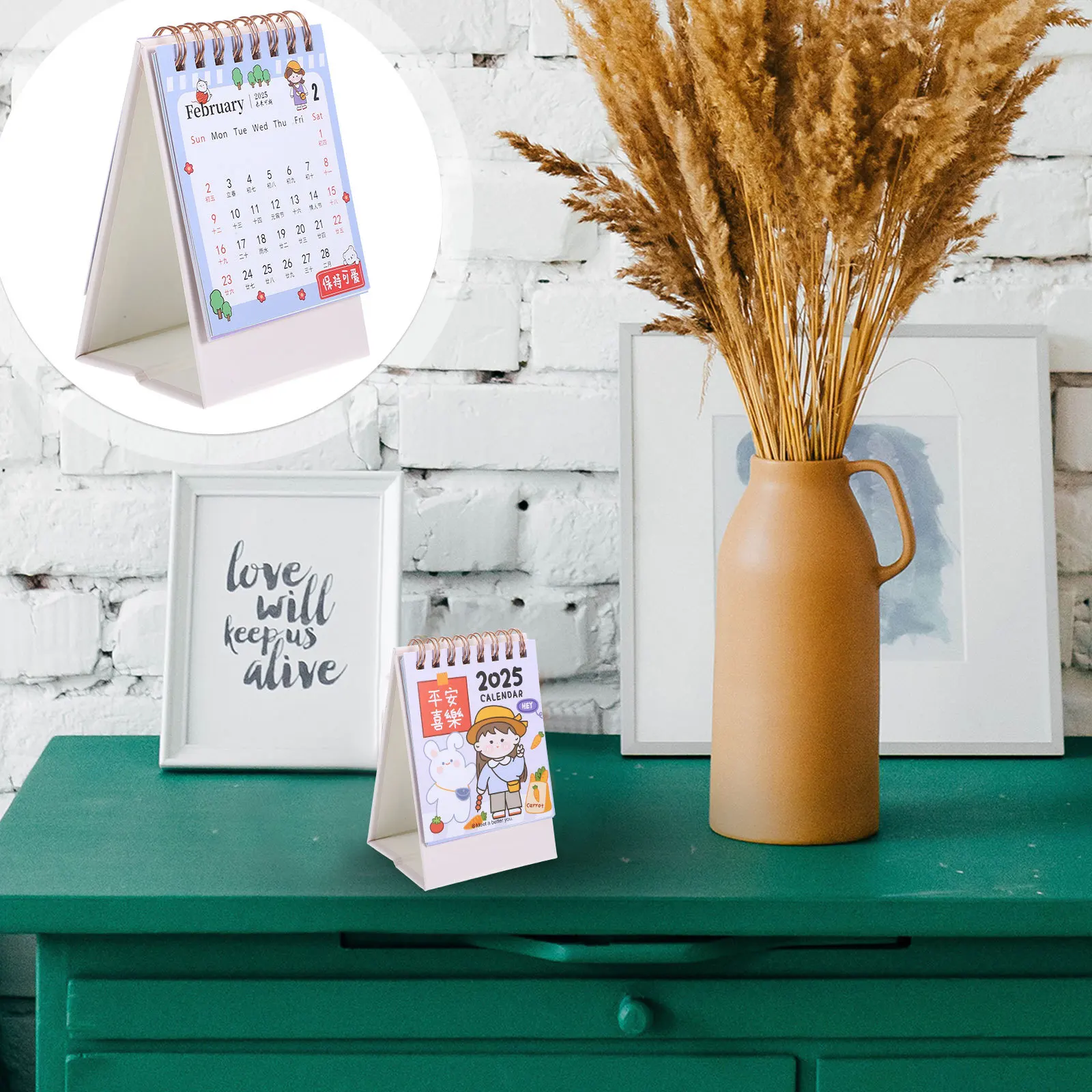 

Мини-настольный календарь 2025 года, портативный настольный перекидной календарь, небольшой офисный планировщик, эстетический декор стола для домашнего офиса