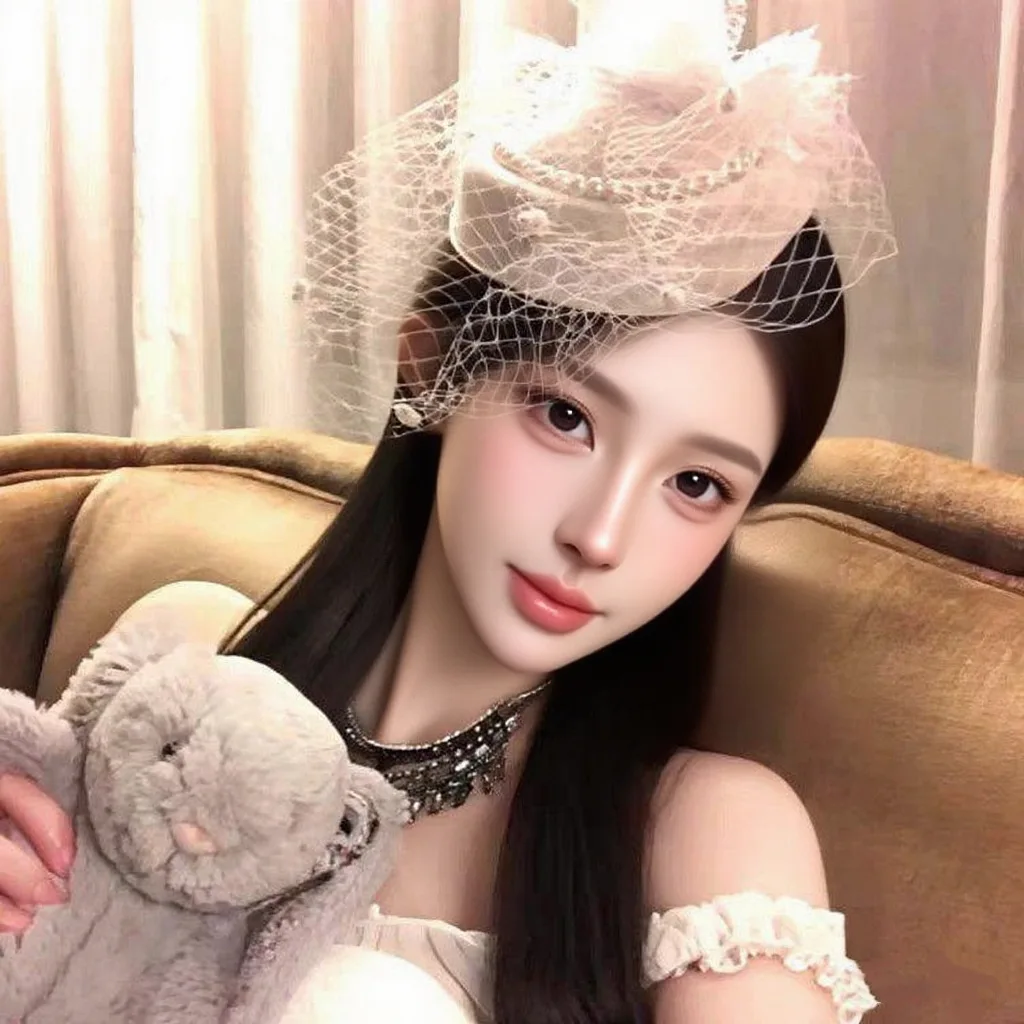 Women French Pink Tulle Fascinator Hat Bride Veil Hair Accessory Elegant Mini Top Hat for Birthday Wedding Evening Party