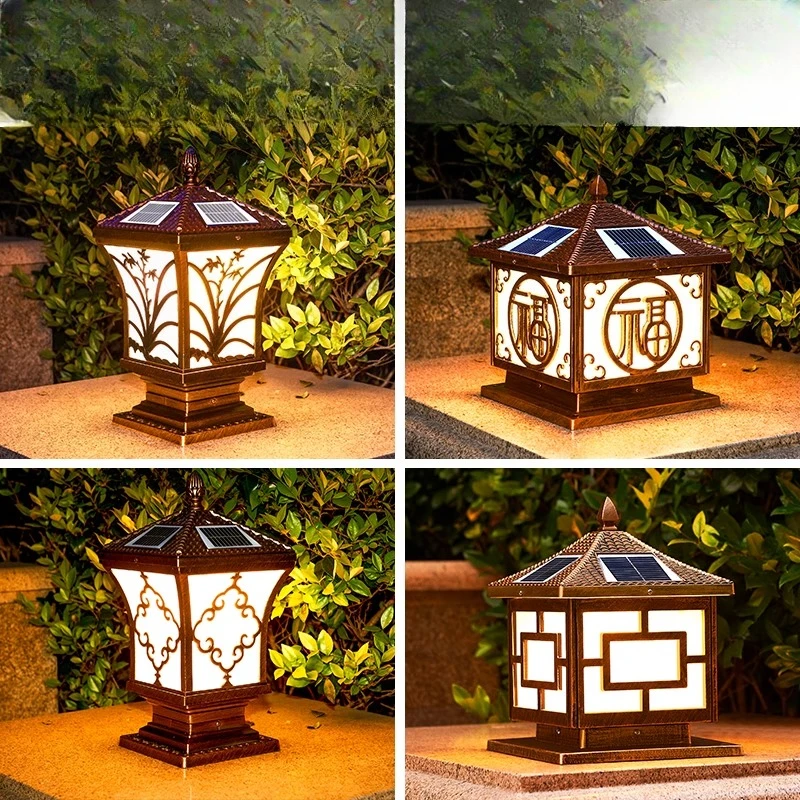 

Solar garden stigma lamp Garden villa gate pillar lamp Outdoor wall pillar Waterproof outdoor European