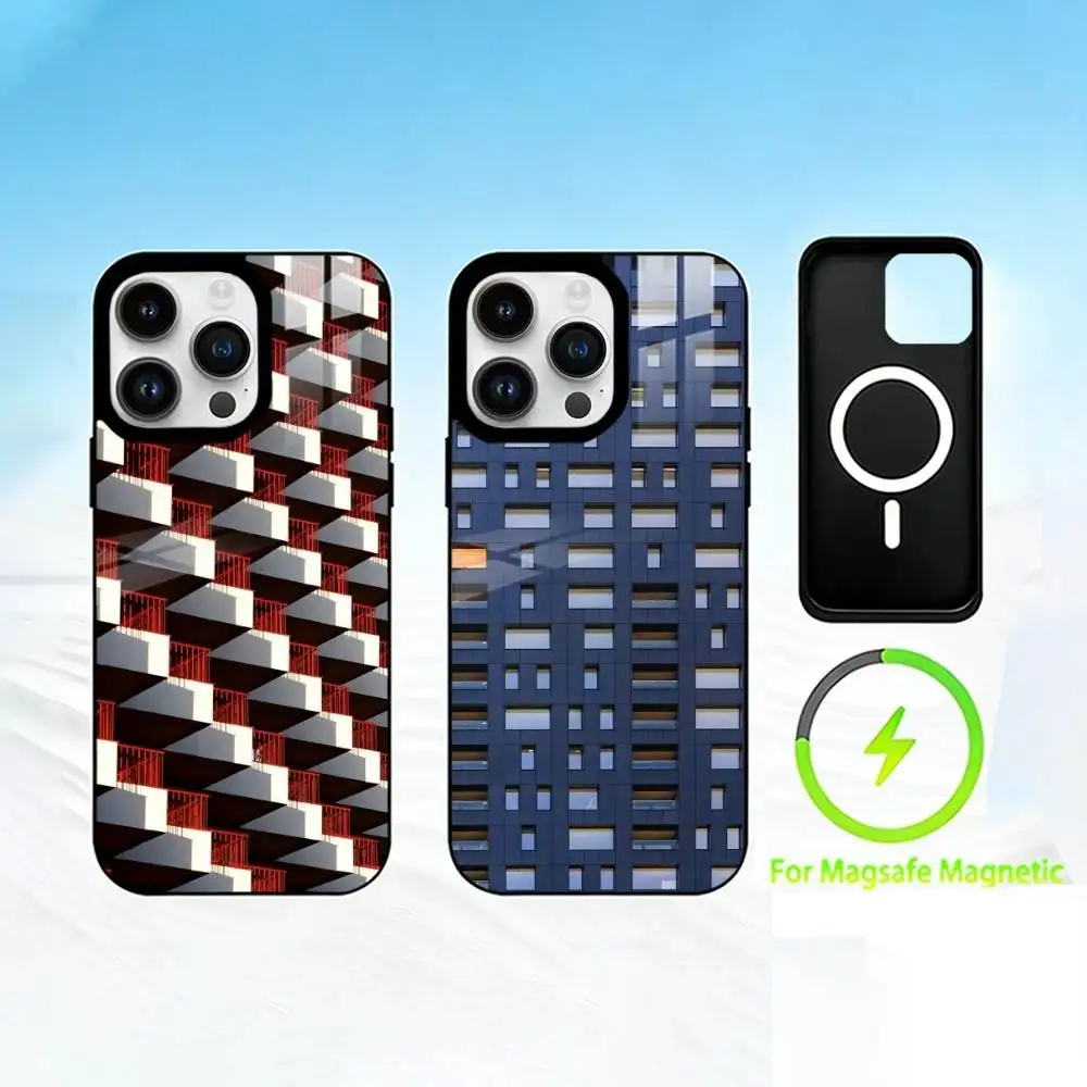 

A-Art architecture Phone Case For iPhone 17 16 15 14 13 12 Pro Max Plus for Mirror Wireless Magnetic Cover