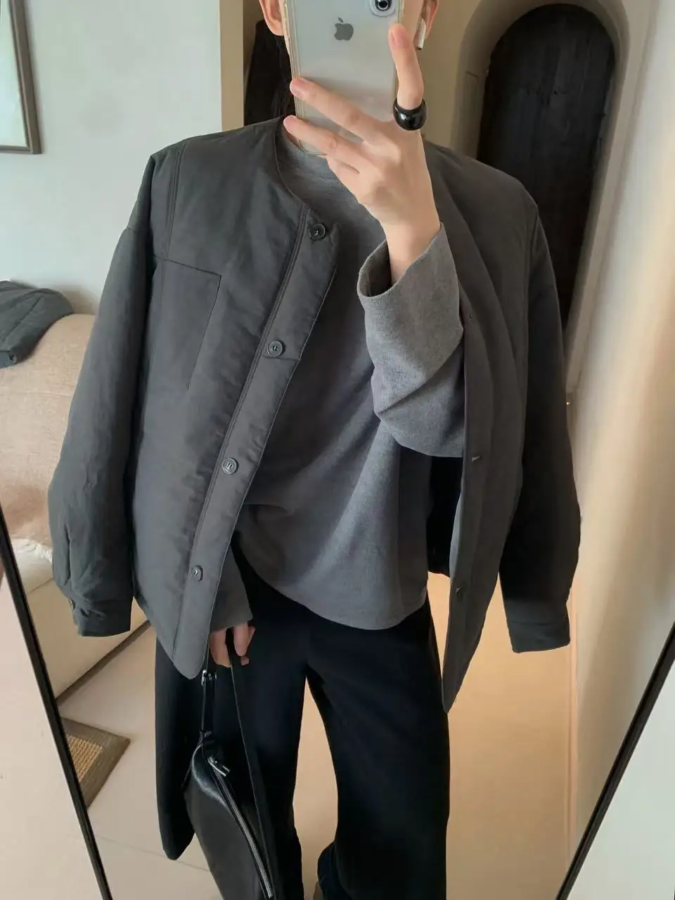 

Съемная корейская простая повседневная шапка-кепка для женщин, хлопковая, осенне-зимняя, с длинными рукавами, стандартный крой, прямая модель